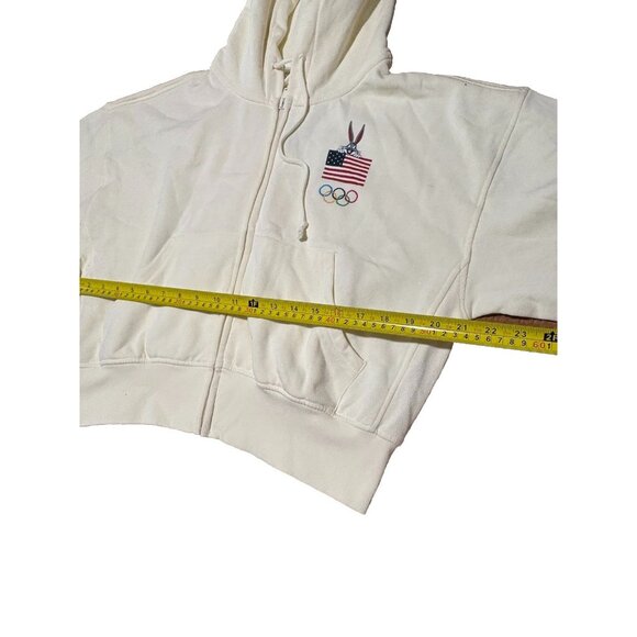 Looney Tunes Team USA Full Zip W Hoodie Cream Olympics Size M - Picture 6 of 8